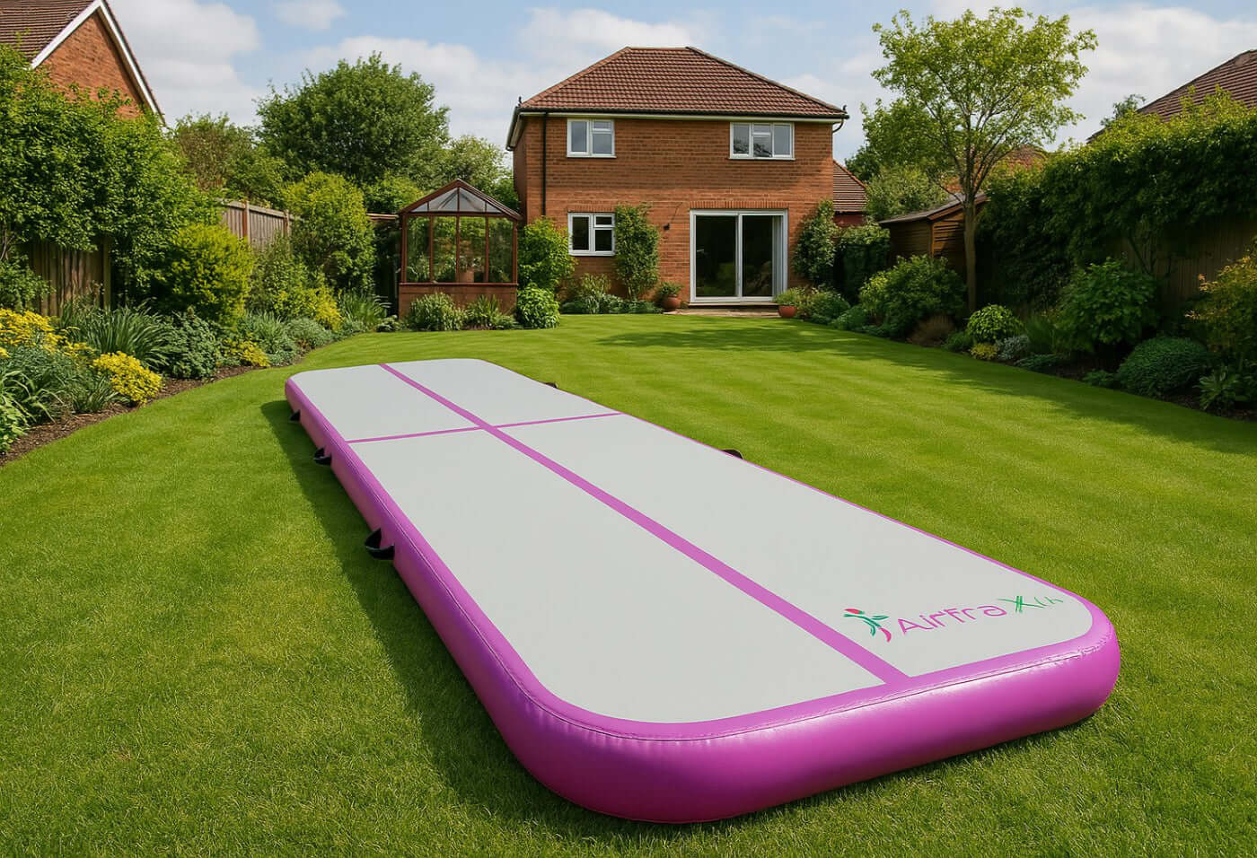 Air Track Gymnastics Mat – Inflatable Tumbling Mat – Home &amp; Pro Use - Purple / 3M x 1M x 0.1M